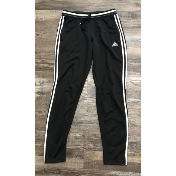 Adidas Womens Medium Black Athletic Sweatpants with White Stripes - Picture 1 of 7